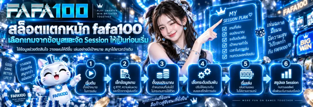 สล็อตแตกหนัก fafa100 เลือกเกมจากข้อมูลและจัด Session ให้เป็นก่อนเริ่ม